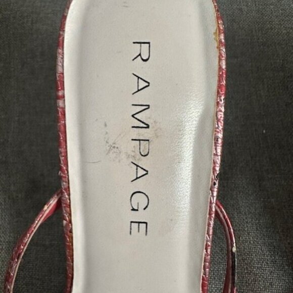 Rampage Women's 7.5 Pink Sandals Kitten Heel Snake Print Design Square Toe Y2K - Picture 3 of 5